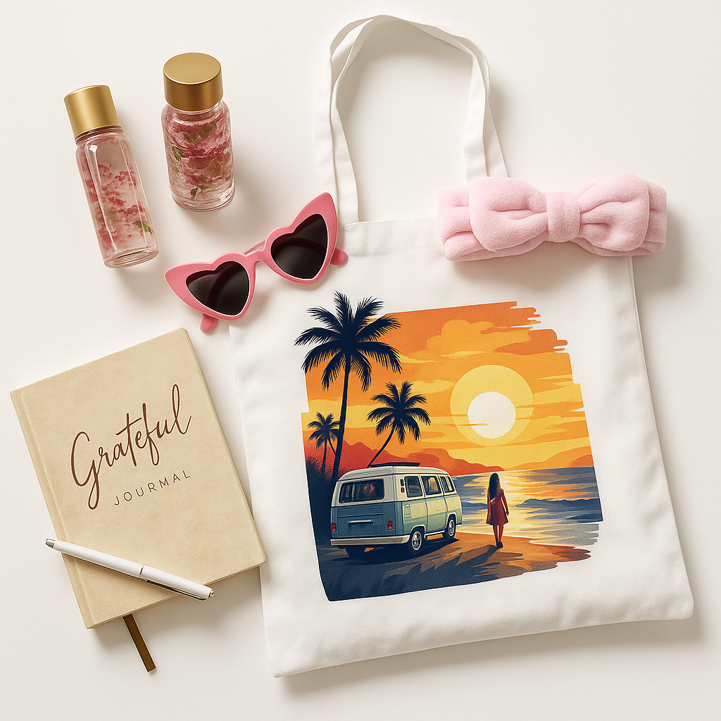 Sunset Palm Tree Tote Bag