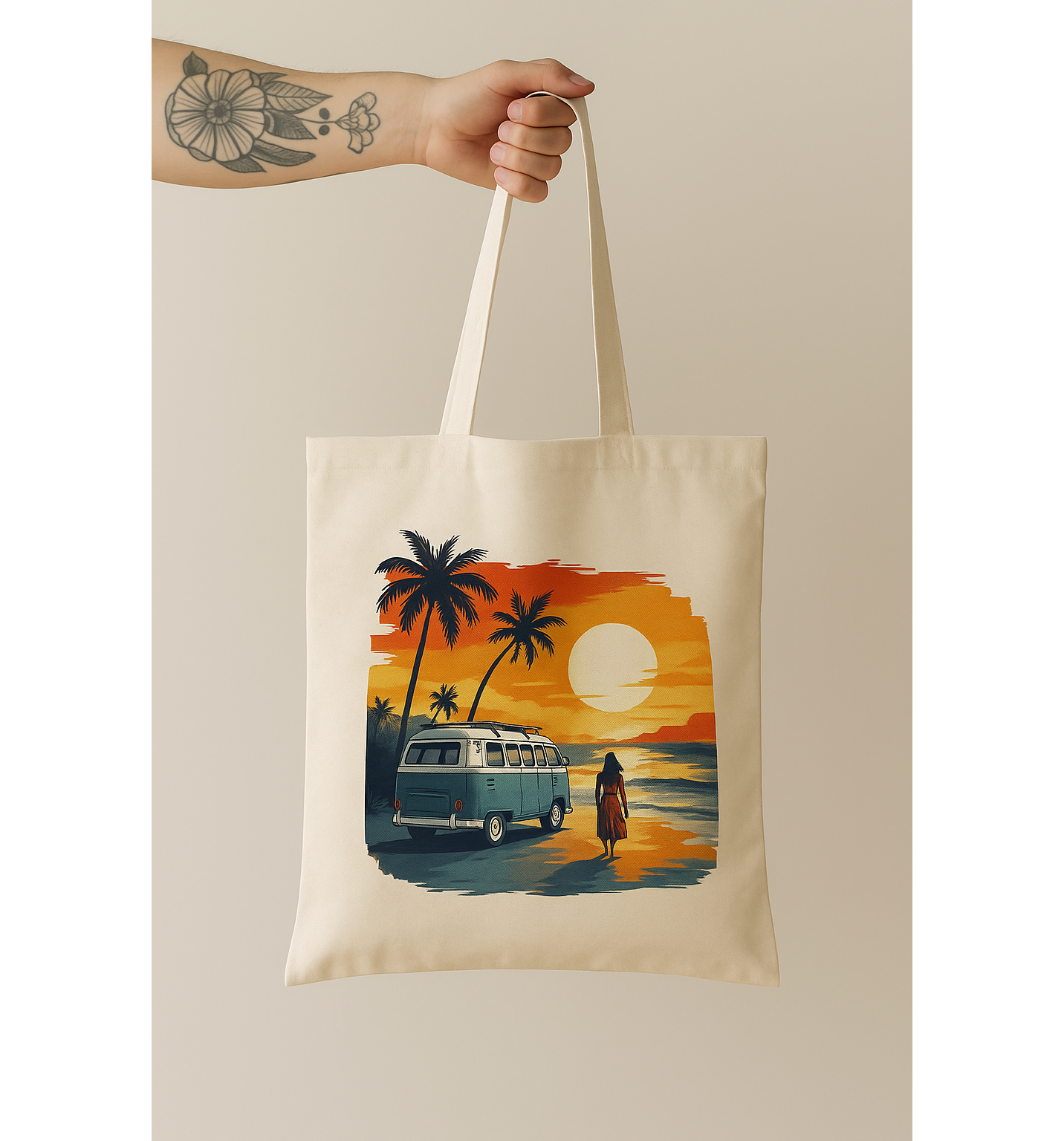 Sunset Palm Tree Tote Bag