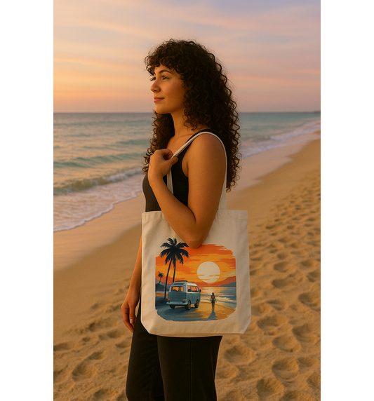 Sunset Palm Tree Tote Bag