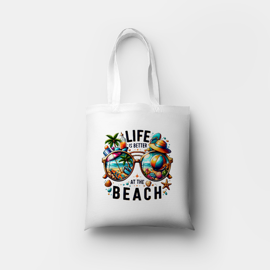 Catch the sun with life beach tote bag