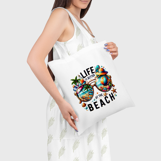Catch the sun with life beach tote bag